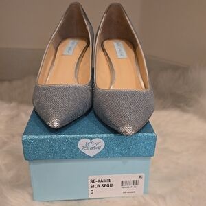 Betsey Johnson Silver Heels Elegant Sparkle